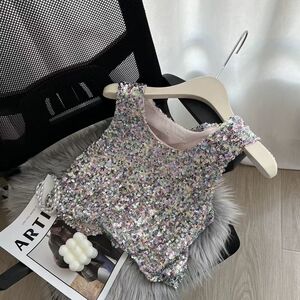 新款ckpink舞团同款rose亮片露脐短款上衣显瘦舞台演出装女夏时尚