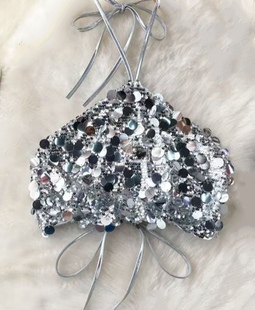 儿童亮片日系亮片吊带背心百搭辣妹演出吊带女童学生闪亮片吊带