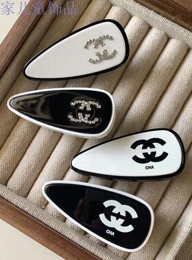 新款小香风双字母经典百搭配饰醋酸鸭夹小红书同款刘海夹发饰ins