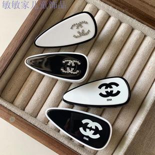 刘海夹发饰ins 百搭配饰醋酸鸭夹小红书同款 新款 小香风双字母经典