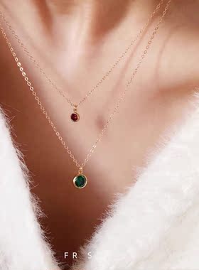 简约14k包金单颗锆石项链