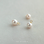 单颗正圆强光微暇天然淡水白色真珍珠项链吊坠坠子14k包金 925银