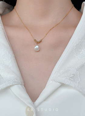 简约复古天然巴洛克珍珠锁骨项链
