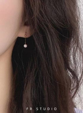 天然珍珠耳环耳夹小巧耳饰气质长款s925纯银耳钉2025新款无耳洞女