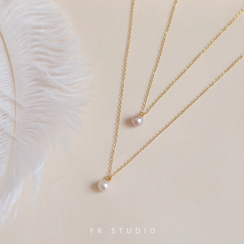 14k包金天然淡水珍珠项链