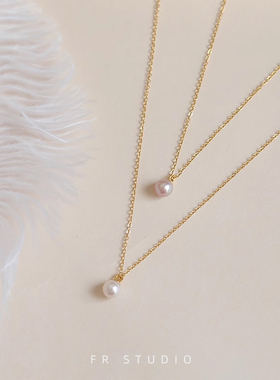 14k包金天然淡水珍珠项链