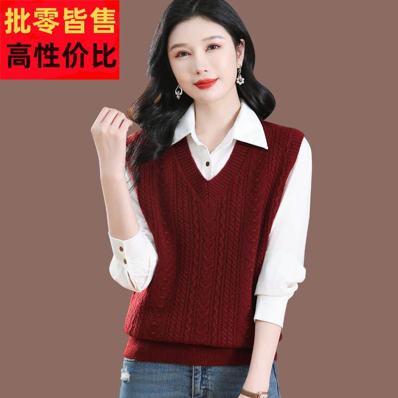 女士衣马甲配衬衫短款装2025MH-2528新款叠穿针毛春背心羊毛织衫