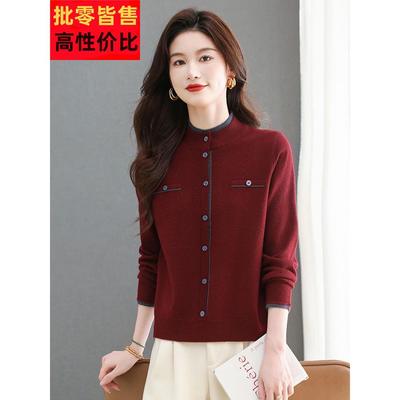 半高领短款毛衣女士洋气内搭针织打底衫秋冬2025新款爆款红色上衣