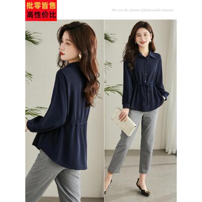 2025腰新款春秋今年流行漂亮爆款带小衫高级感LQD气质收系女衬衫