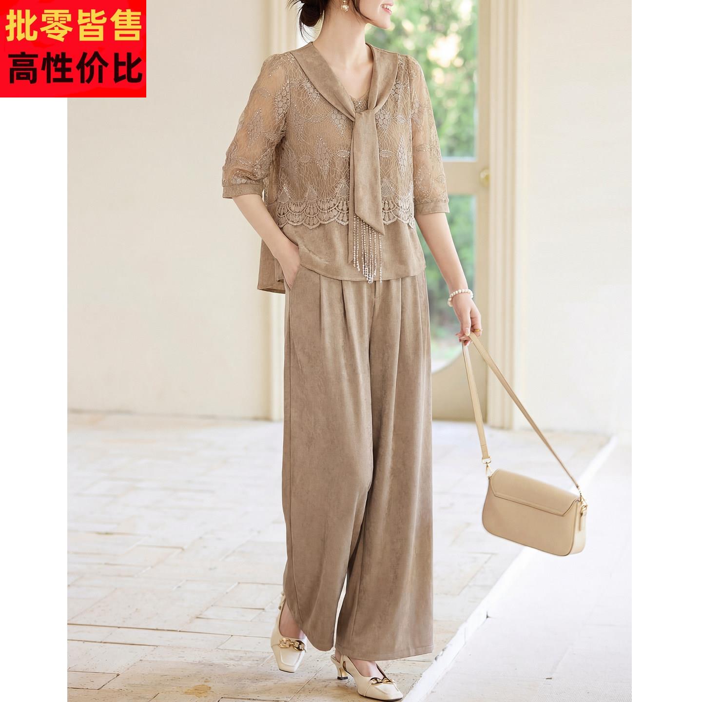 喜卉妈妈夏装2026新款高级感套装中老年女装母亲节礼物时尚两件套