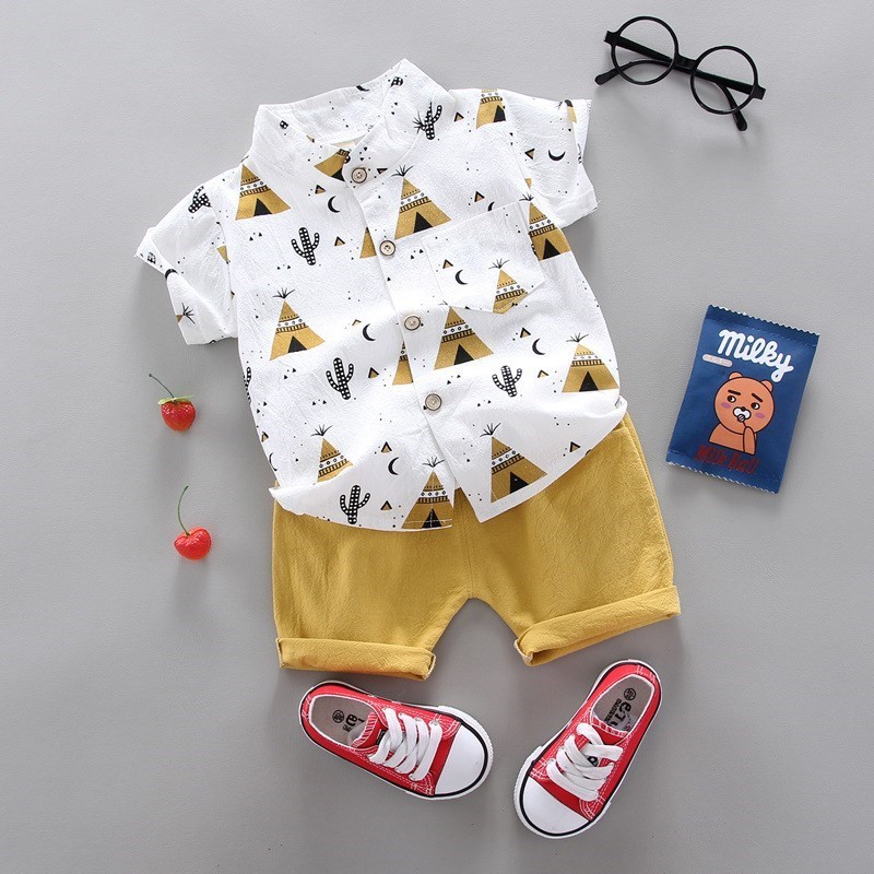 Boy's summer wear suit clothes- cartoon cute children w