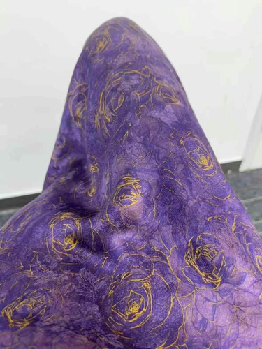 新品紫色玫瑰透孔花罗红云纱面料百分百桑蚕丝连衣裙上衣吊带布料