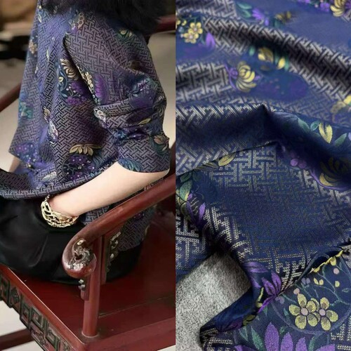 高定新品花团锦簇百分百桑蚕丝蜀罗面料高定外套上衣马甲服装布料