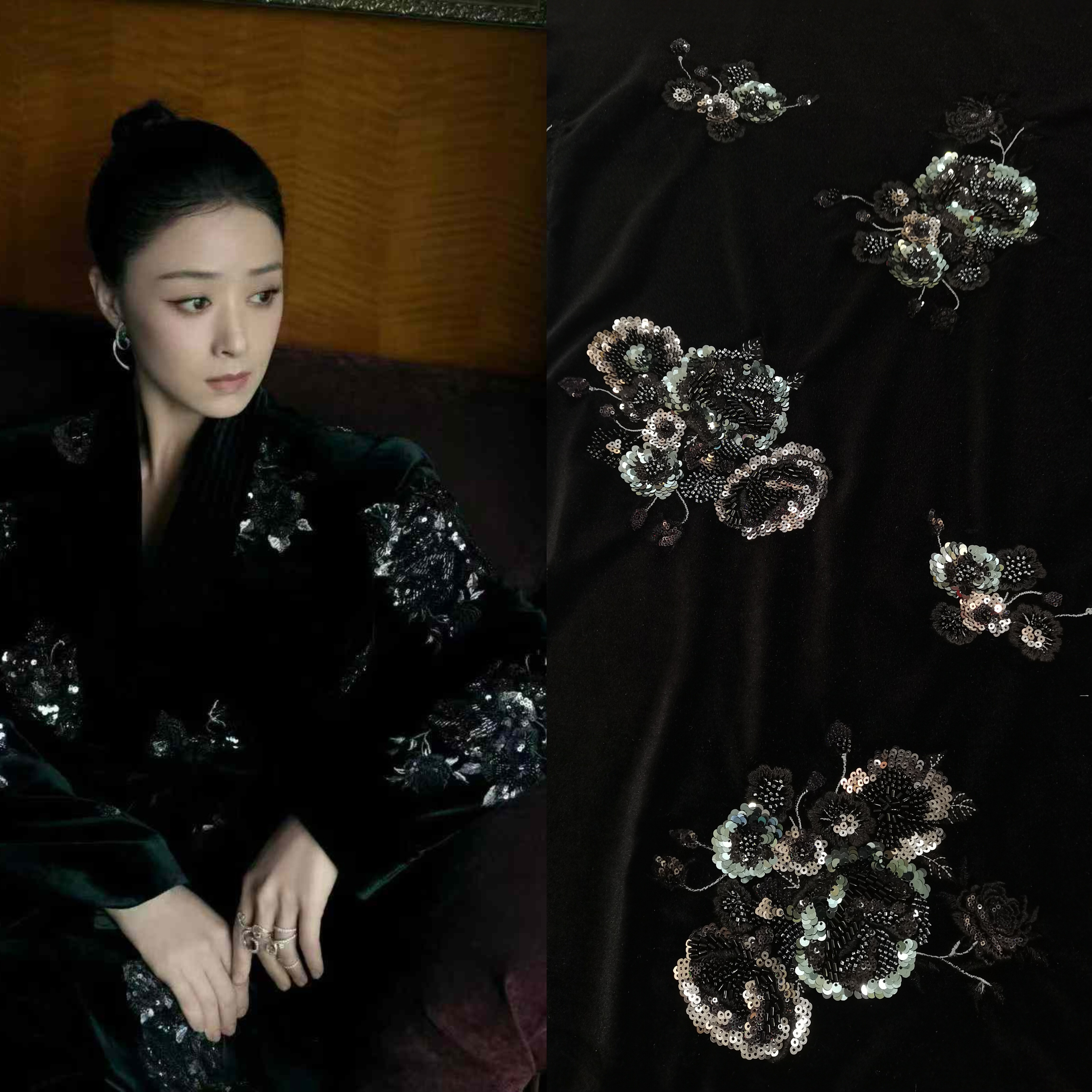 秋冬高定蒋欣同款真丝丝绒重工刺绣面料新中式上衣马甲套装布料,居家布艺,海绵垫/布料/面料/手工diy,淘宝优惠券,粉丝福利购,淘宝优惠卷