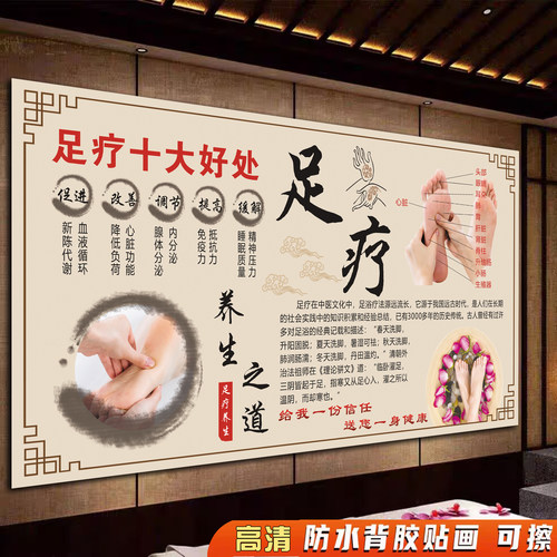 足疗店海报装饰画养生墙贴画挂图