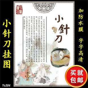 中医小针刀疗法知识挂图 中医理疗保健宣传海报 养生馆装饰墙贴画