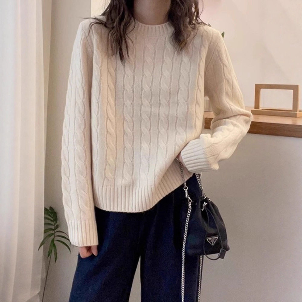 园园美衣简约百搭圆领内搭套头毛衣女长袖宽松显瘦打底针织衫上衣