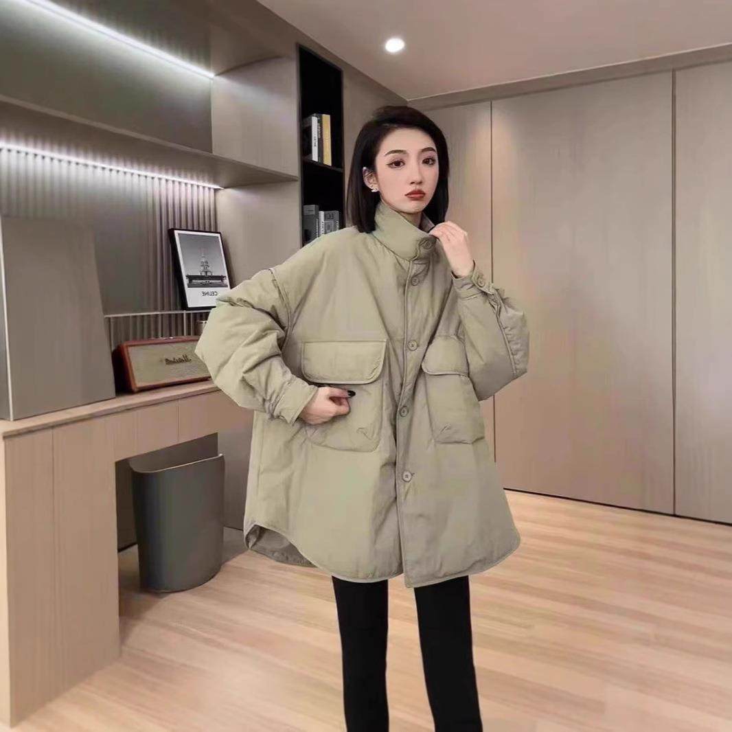 园园美衣韩版薄款轻棉棉服女款棉外套25秋冬宽松休闲衬衫式棉衣通