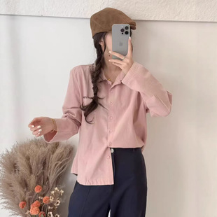 园园美衣衬衫长袖宽松休闲韩版衬衣上衣磨毛棉衬衣亲肤学院风衬衫