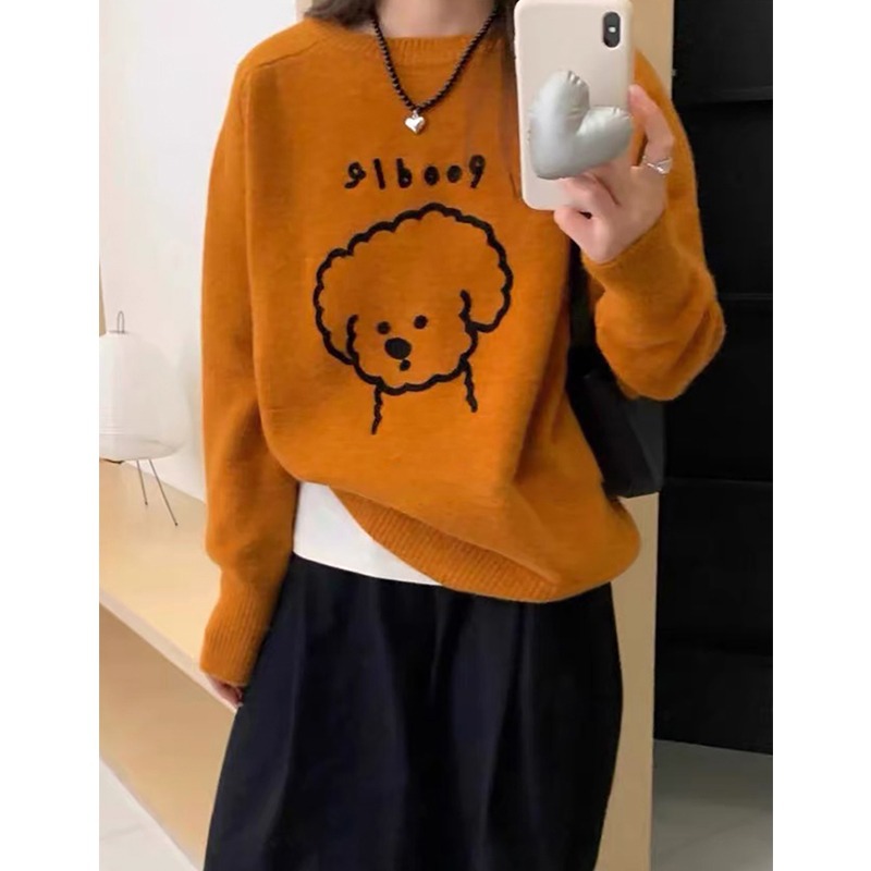 园园美衣韩系卡通小狗图案毛衣女