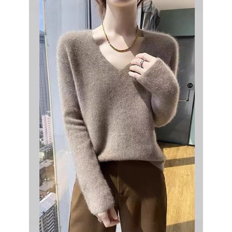 园园美衣一线成衣针织打底衫女内搭V领长袖宽松显瘦加厚毛衣