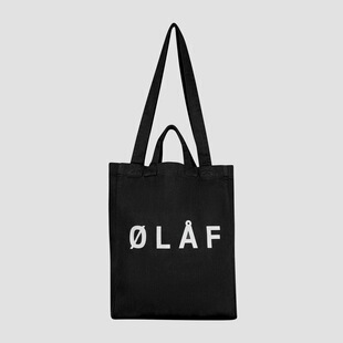 OLA经典字母LOGO黑色帆布托特包 通勤大容量单肩手提包