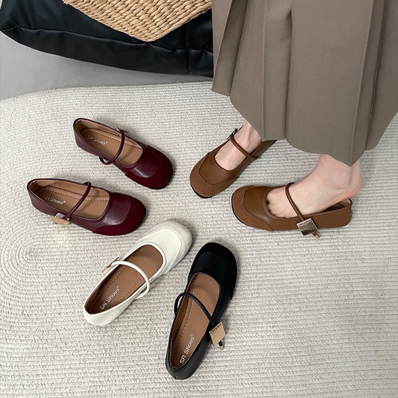简约浅口芭蕾白色法式鞋女2025新款春季配裙子浅口平底单鞋