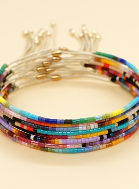 波西米亚风进口日本御幸珠手工串珠小手串个性可调节春夏款小手链