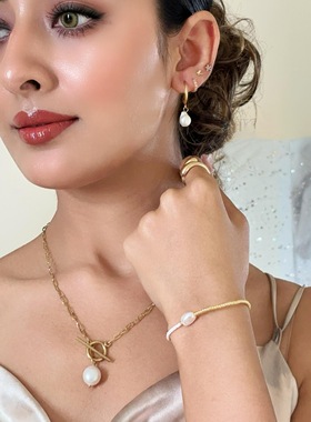 ins欧美风简约巴洛克天然淡水珍珠手工串珠Miyuki米珠细小手链女