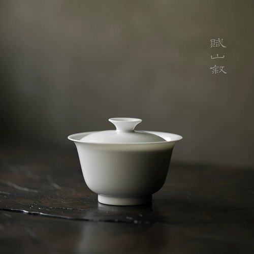 池也 赋山堂审评盖碗景德镇纯白陶瓷盖碗80ml110ml150ml防烫茶碗