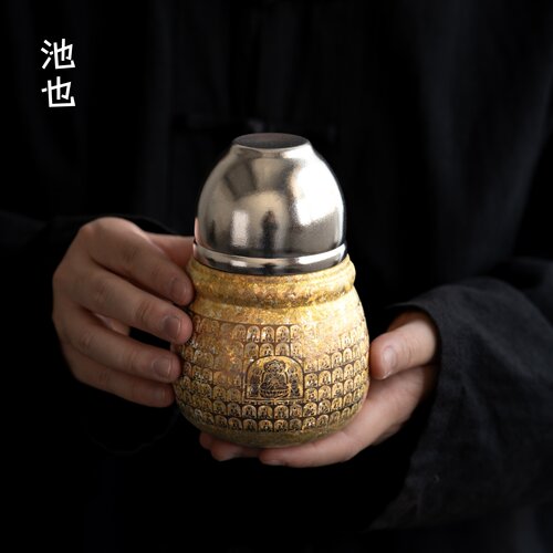 池也纯钛葫芦保温泡茶壶家用茶水分离葫芦杯一人独饮旅行小茶具