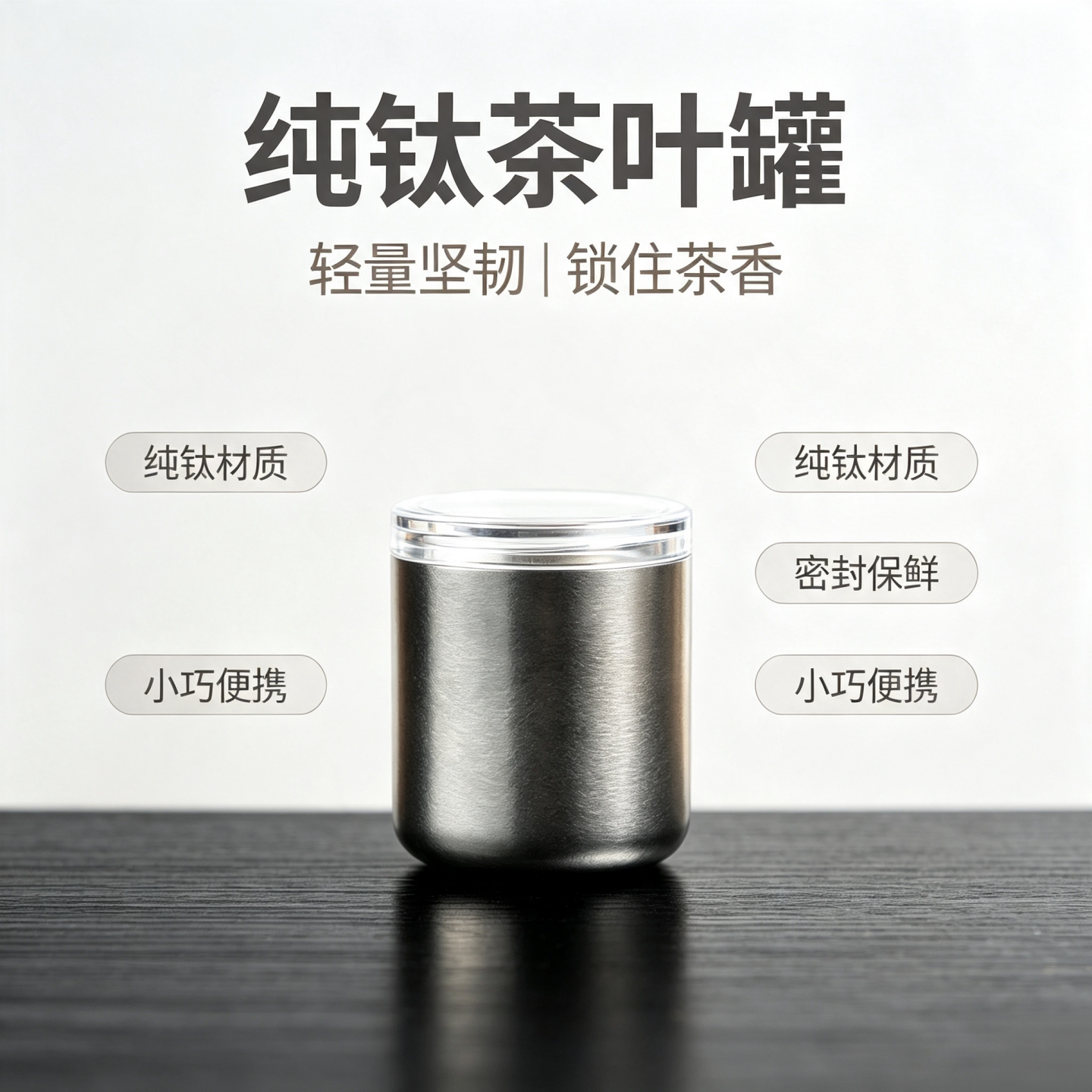 池也迷你纯钛茶叶储存罐食品级罐茶道/零配