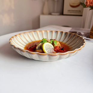 陶瓷沙拉碗意面碗家用菜碗瑕疵 ins日式 复古超高级实用菊花碗