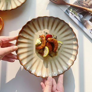 ins陶瓷西餐盘意面料理菜盘子瑕疵 菊皿餐具 温暖高级复古日式