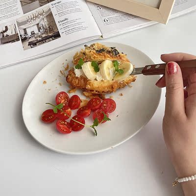 ins风纯色tuxton好看西餐甜品盘