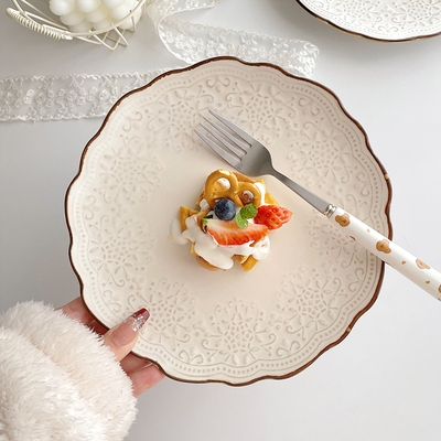 ins法式奶油陶瓷甜品盘西餐菜盘