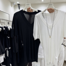 Tomorrow ann 2025纯色净版蝙蝠袖休闲高级上衣蓝精天丝11353#