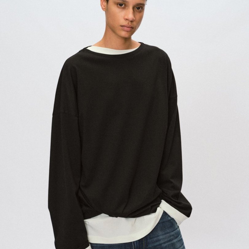 Liegee | 基础宽松打底长T黑/白