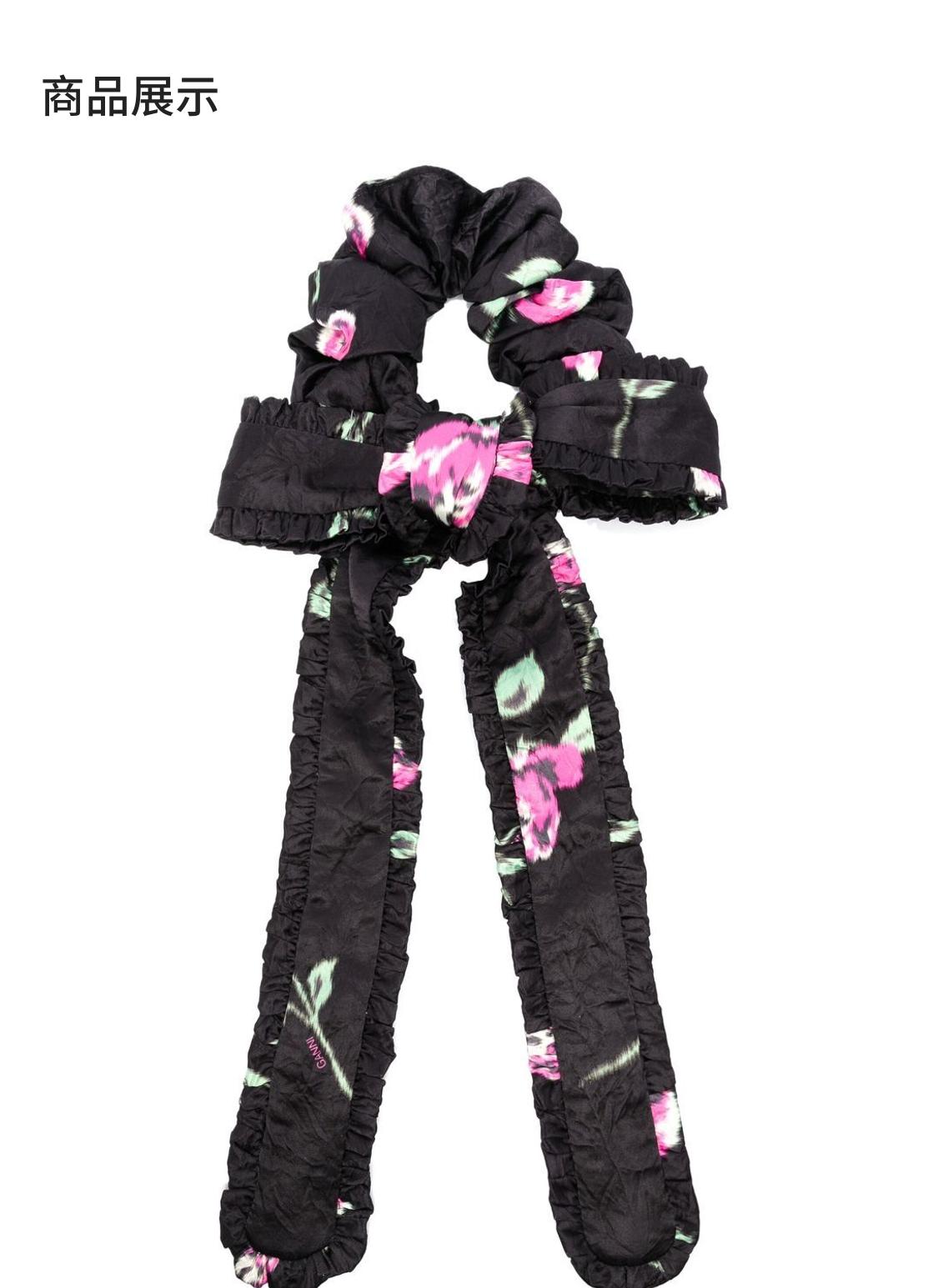 【设计师品牌】GANNI 2023春夏新款女士蝴蝶节粉色格纹头花头饰