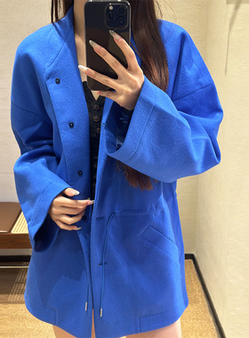 SAMUEL GUI YANG ｜Chenity买手店 蓝色立领腰毛呢夹克外套