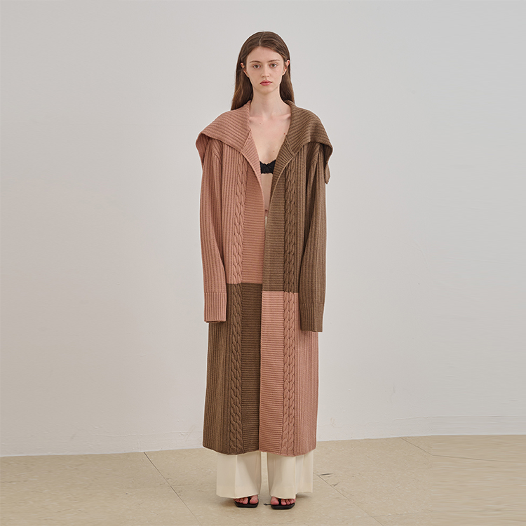 Piacevolee女士翻领毛衫外套