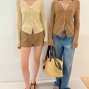 XU ZHI | 26春夏金扣亮丝V领修身针织开衫