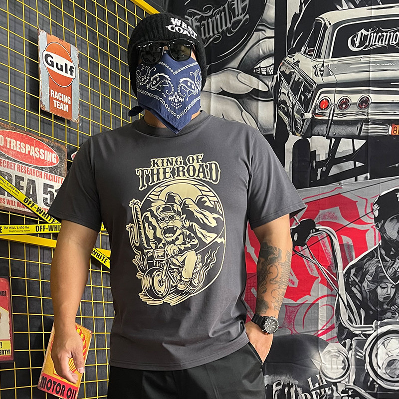 核爆炸220g深灰全棉大码短袖T恤