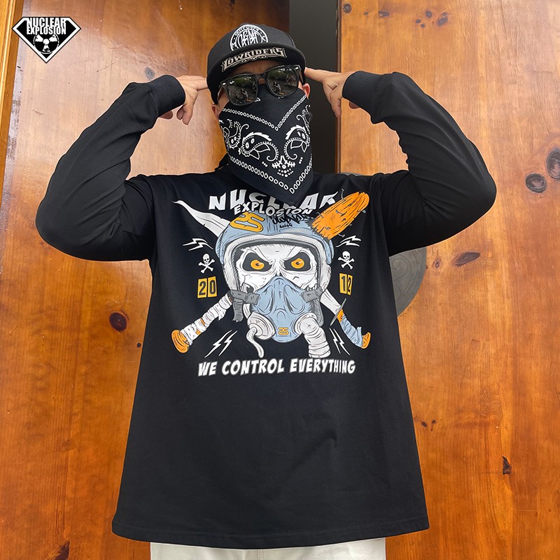 核爆炸骷髅武士大码休闲长袖T恤