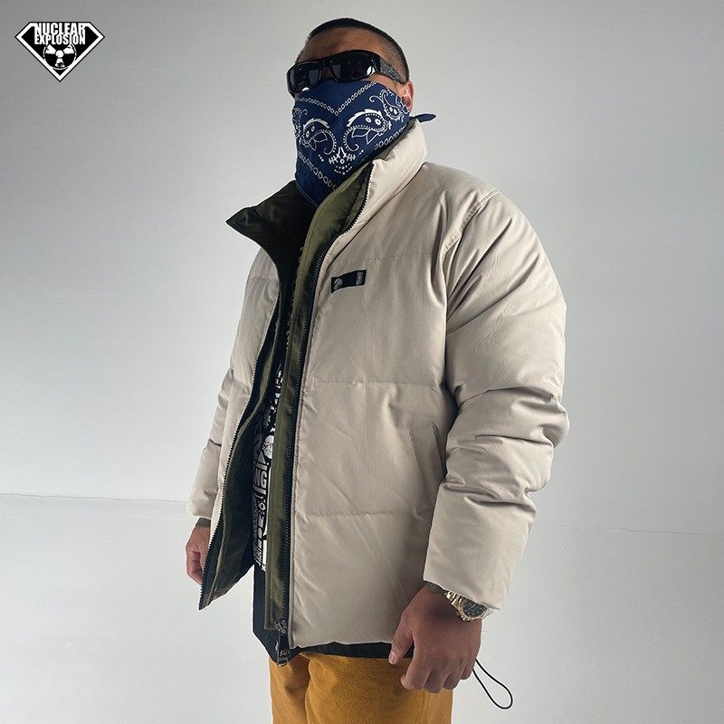 核爆炸潮牌西海岸公仔冬季小清新米色潮流拼色大码男女同款羽绒服