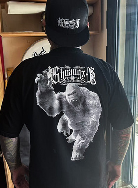 核爆炸×爽子3D金刚印花250g全棉黑色奇卡诺男女夏季印花短袖T恤