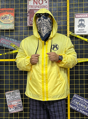 NE核爆炸明黄连帽长袖户外轻薄款外套宽松大码防风衣自收纳皮肤衣