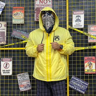防风衣自收纳皮肤衣 外套宽松大码 NE核爆炸明黄连帽长袖 户外轻薄款