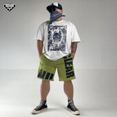 松紧系带健身休闲运动潮流五分短裤 核爆炸夏季 凉感超薄宽松大码