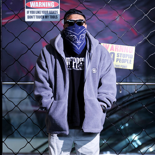 核爆炸羊羔绒冬季连帽开衫厚夹克